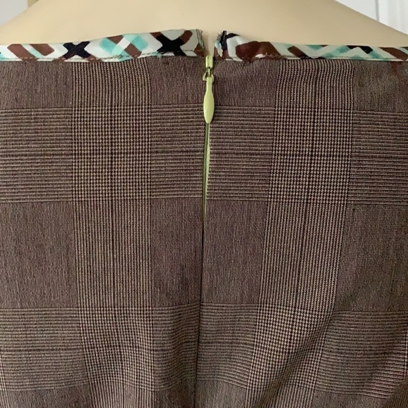 𝅺JENNIFER Reale Design Brown Plaid Tunic Mini Dress Boutique Designer 6 - Picture 5 of 16